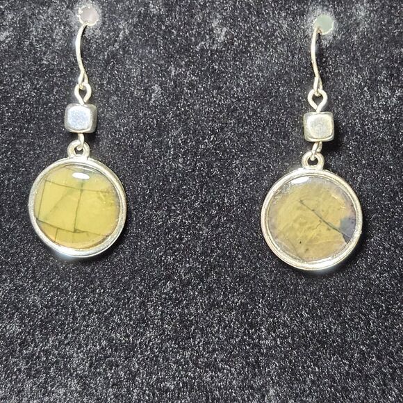 **Last Chance!! Final Sale** Silver Tone Eclectic Round Brown Earrings - Picture 4 of 10